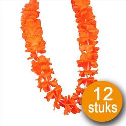 Oranje Versiering | 12 stuks Oranje Krans Hawaii de Luxe